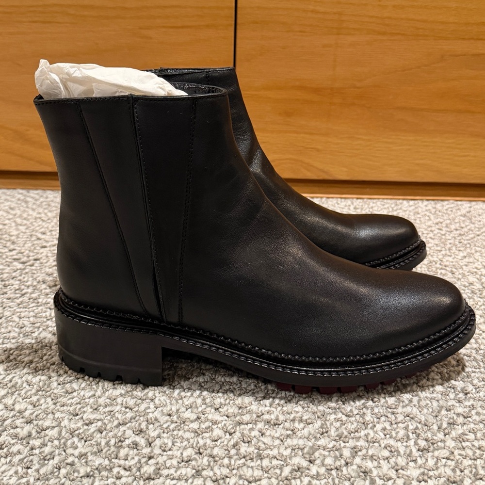 NWT Aquatalia Women’s Orla Calf Boots in Black/Red, Size 10M